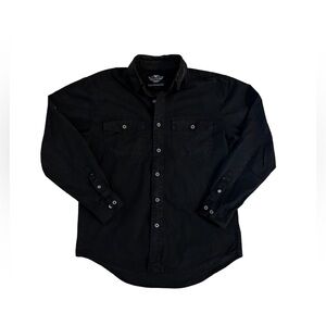 Harley Davidson Leather Collar Black Men's Button-Up Long Sleeve Shirt
